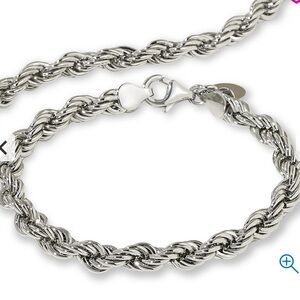 Bellezza Silver Rope Necklace & Bracelet Set (HSN)